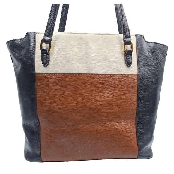 LAUREN Ralph Lauren Color Block Saffiano Leather Shoulder Bag - Picture 3 of 15